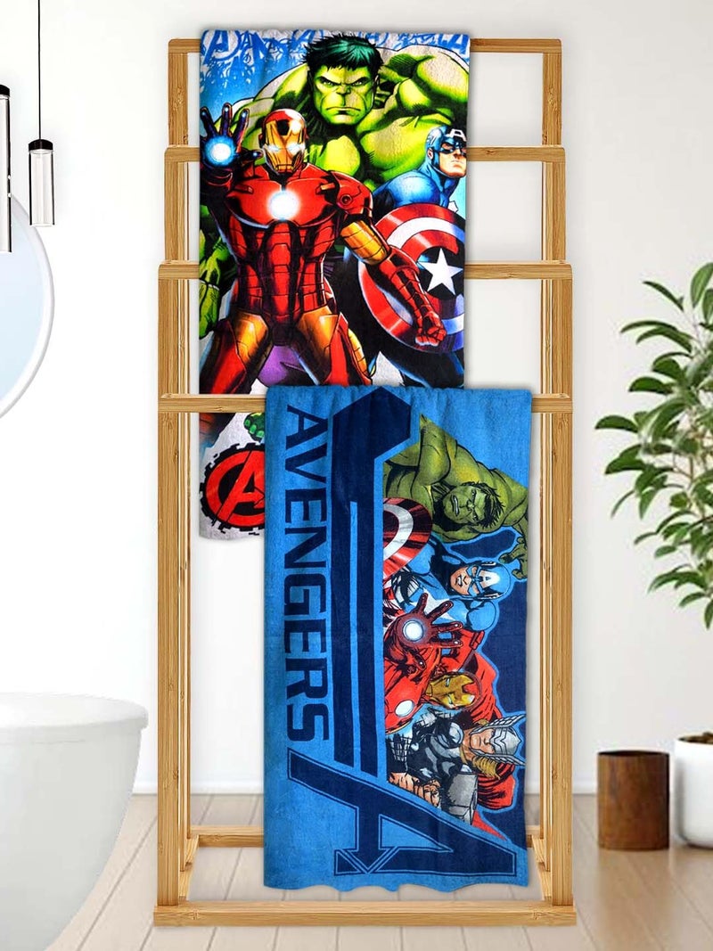 Athom Living Marvels Avengers Themed Kids Bath Towel 60x120cm 350 GSM Soft Absorbent Multicolor Perfect for Boys and Girls Fun Vibrant Design Pack of 2 - Image 1