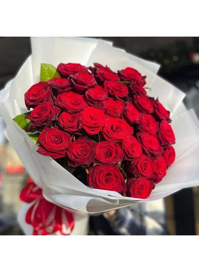 Floral lane Flower Shop 51 Red Roses in White 
