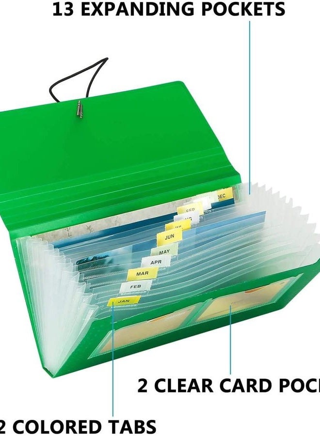 SEEKIND Expanding File Folder 4 Pack, 10.4' 5.5' Receipt Organizer Folder Accordion Folder Document with 13 Pocket for Office,Cards,Tickets-Water Resis - Image 3
