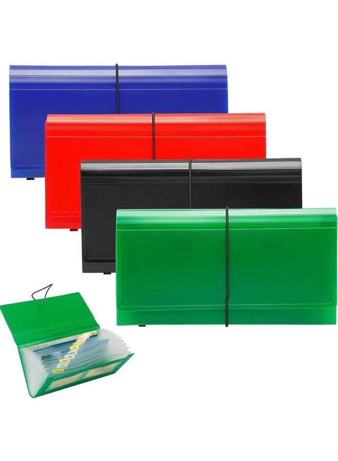 SEEKIND Expanding File Folder 4 Pack, 10.4' 5.5' Receipt Organizer Folder Accordion Folder Document with 13 Pocket for Office,Cards,Tickets-Water Resis - Image 1