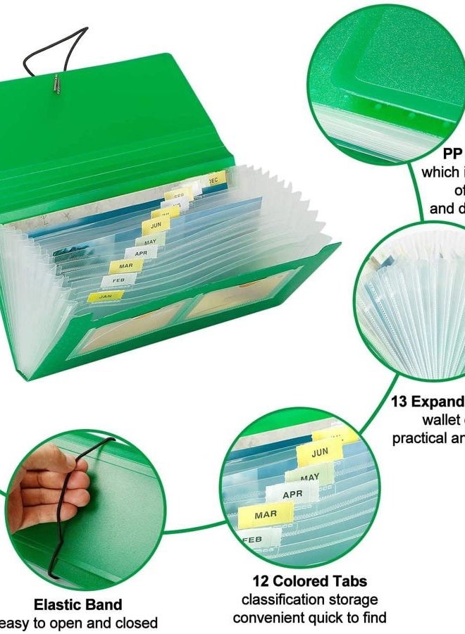 SEEKIND Expanding File Folder 4 Pack, 10.4' 5.5' Receipt Organizer Folder Accordion Folder Document with 13 Pocket for Office,Cards,Tickets-Water Resis - Image 4