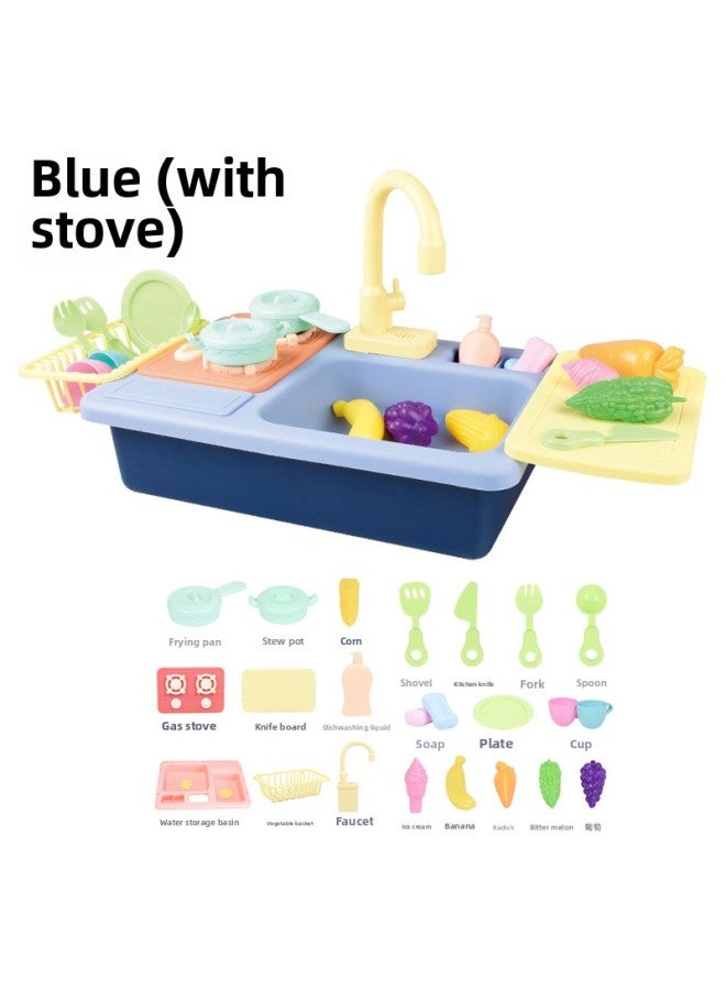 Children's Electric Circulating Wash Basin For Washing Vegetables For Boys And Girls Early Education Exercise Parent-Child Interaction-Color:Small Dishwasher Blue Experience Edition (E-Commerce Box)  - Image 4