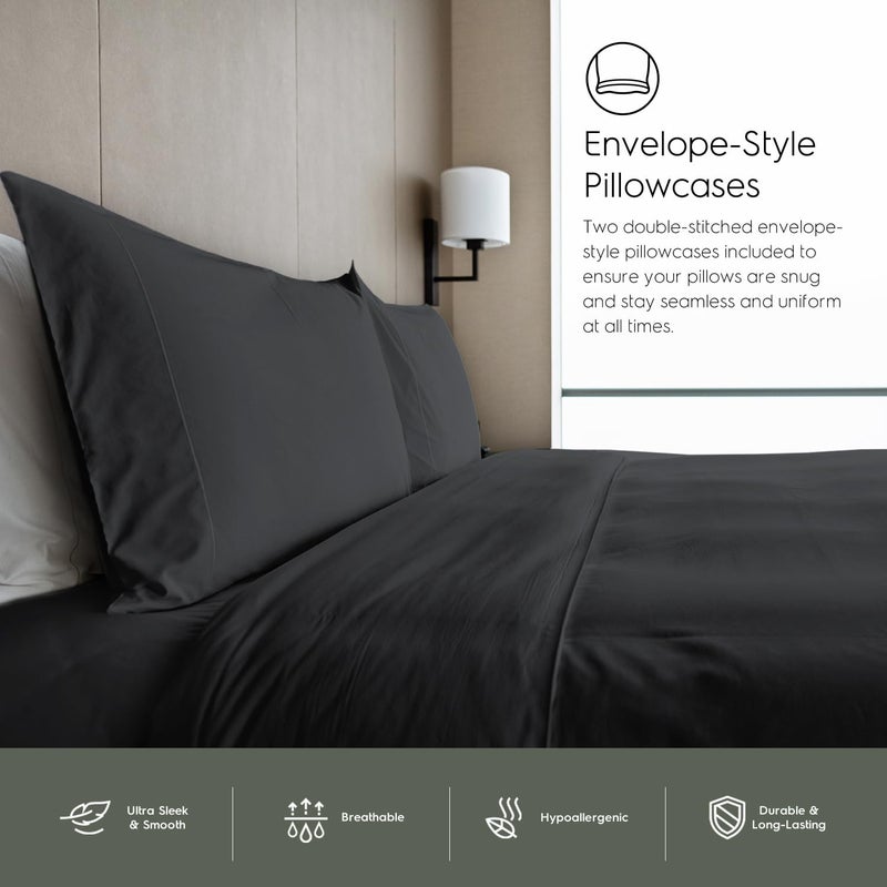 Tafts Tafts 100% Viscose derived from Bamboo Sheets Cali-King Size Bed Sheet Set  17 Inch Deep Pockets  Luxuriously Soft  Silky  Cooling Sheets  Double Stitched  Lifetime Quality Promise (Black)  - Image 5