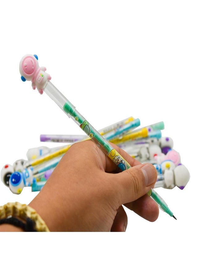 Lopenle 12 Pieces Novelty Stacking Pencils Astronaut Pencils Spaceman Pencil Stackable Pencil With 64 pcs Extra Refills For School Students Office Using Supplies. - Image 4
