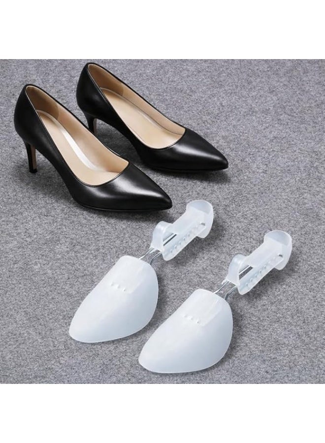 1 pair of adjustable shoe extenders, a tool for widening and shaping flat shoes, low heels, and high heels. Adjustable width, wrinkle-resistant, maintains shoe shape, plastic shoe size expander. - Image 1