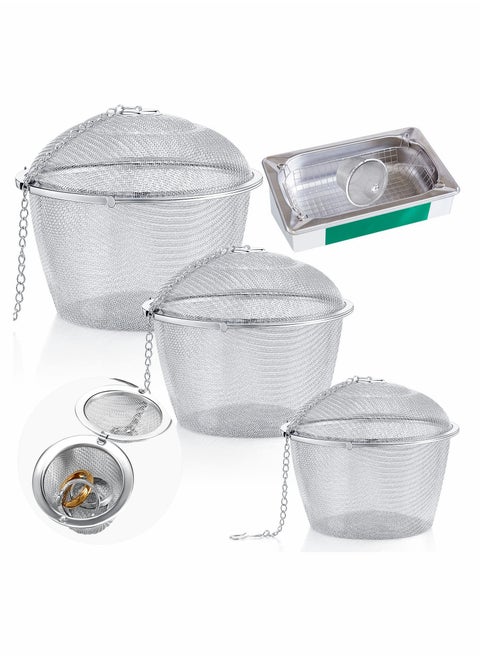 Ultrasonic Cleaner Baskets Ultrasonic Stainless Steel Mesh Ball Strainers Strainer Filters Interval Diffuser (3 Pieces 4.3 Inch)