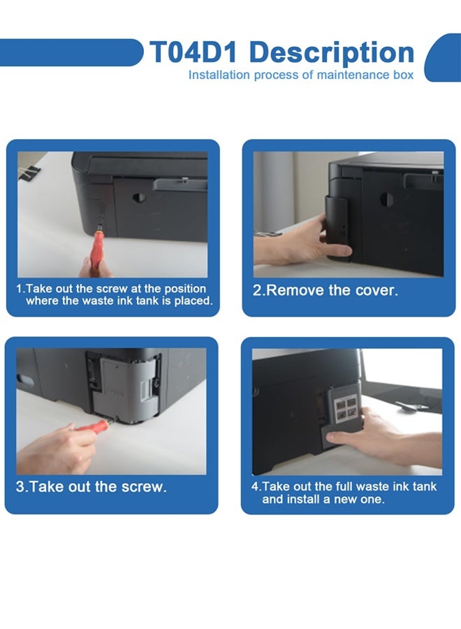 أوفيس ميكر T04D1 Maintenance Box Compatible for ET-15000 ET-3760 ET-4750 ET-3750 ET-4760, T04D100 Ink Maintenance Box T04D1 for ET-3850 ET-4850 ET-3710 ET-5150 ET-3830 ET-M1000, TO4D1/T04D100/04D1/EWMB2 - Image 5