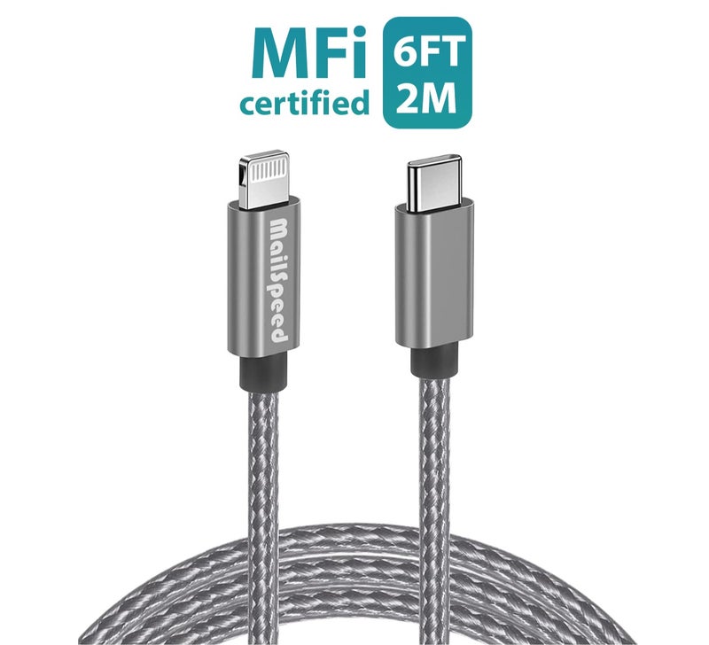 Mailspeed iPhone Charging Cable 2M【MFi Certified】 USB C to Lightning Charger Cable Fast Charging Power Delivery PD 65W iPhone Charging Cable for Reinforced for durability iPhone 14/14 Pro/14 Plus/14 Pro Max, iPad Pro, iPhone 8-13 All Series - Image 1