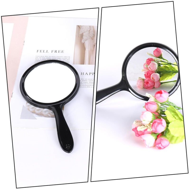 Dual Sided Round Handheld Makeup Mirror Set 2 Pack Black Travel Home - Image 4