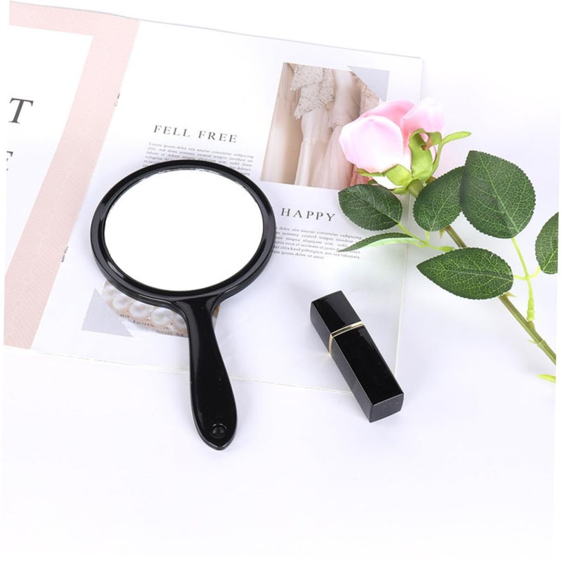 Dual Sided Round Handheld Makeup Mirror Set 2 Pack Black Travel Home - Image 5