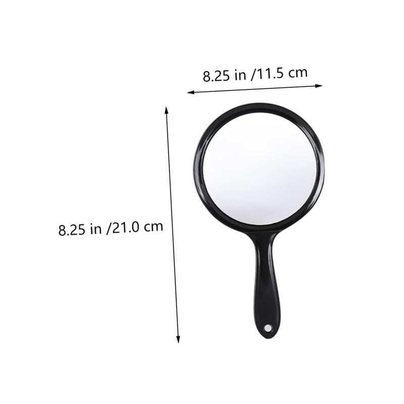 Dual Sided Round Handheld Makeup Mirror Set 2 Pack Black Travel Home - Image 3