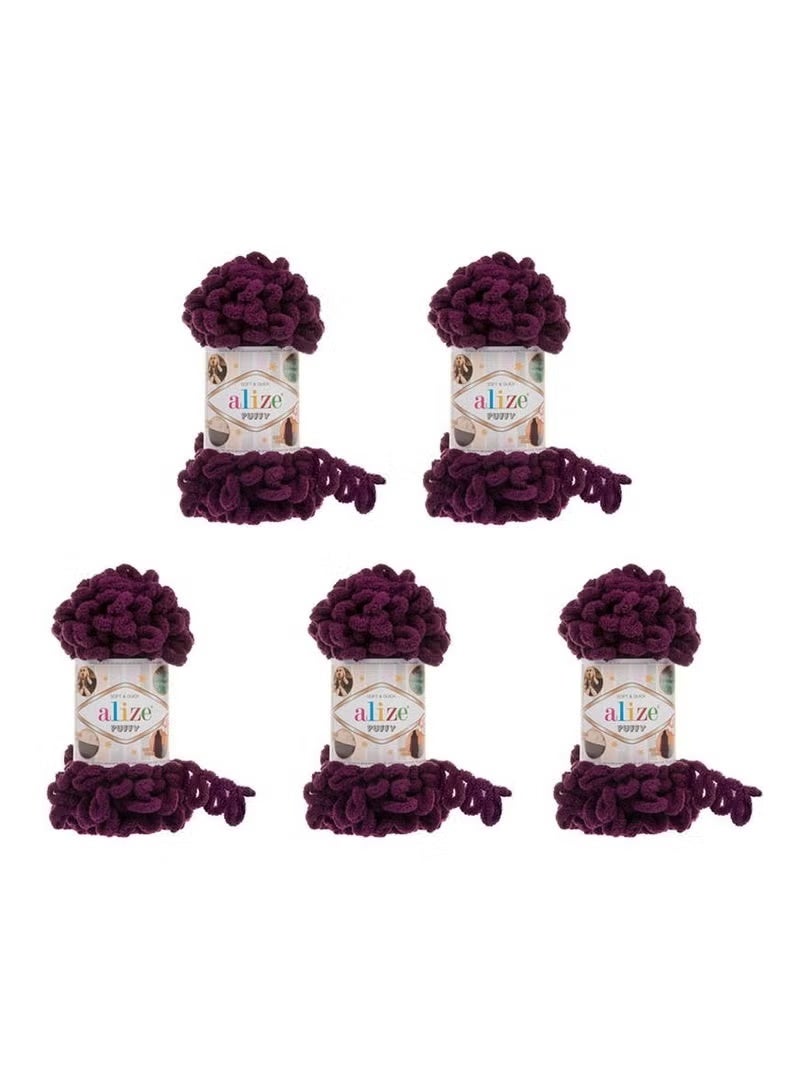 5 Pcs Alize Puffy 111 Micropolyester Hand Knitting Yarn For Blanket