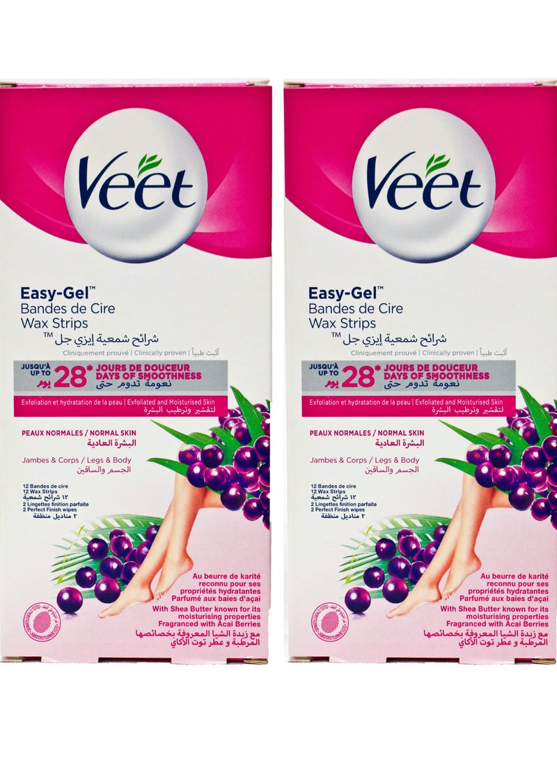 Veet Veet Hair Removal Wax Stripes For Normal Skin - 12 Stripes 2 PCS  - Image 1