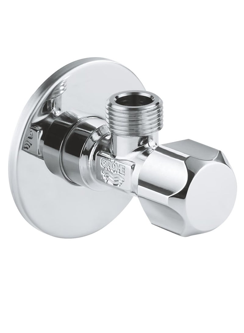 GROHE Angle Valve 1/2 x 1/2 Inch | Brass Spindle Shut-Off and Double O-Ring | Metal Escutcheon | Chrome 22025000 - Image 1