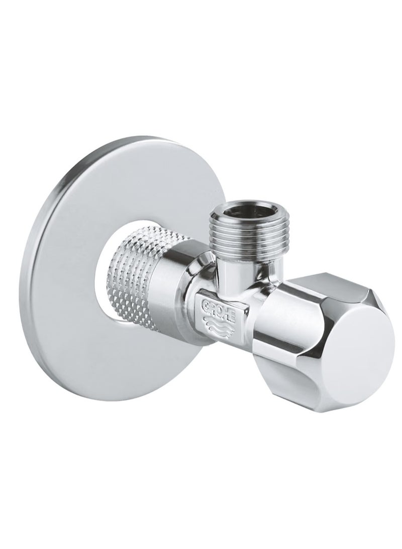 GROHE Angle Valve 1/2 x 1/2 Inch | Brass Spindle Shut-Off and Double O-Ring | Metal Escutcheon | Chrome 22025000 - Image 2