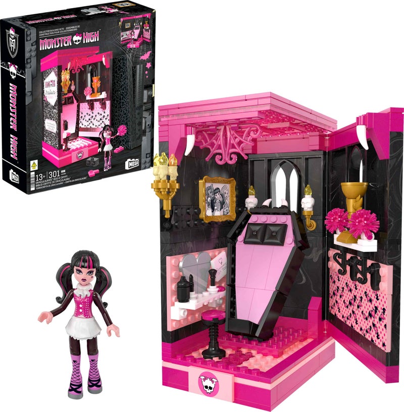 Mega Brands MEGA Monster High Action Figure Building Set Draculaura's Boo-k Crypt with 301 Pieces, Book Nook for Collectors - Image 1