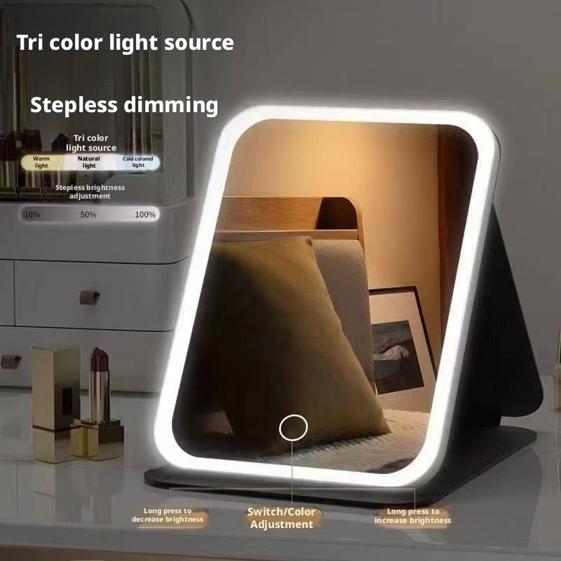 مرآة زينة LED قابلة للطي مع إضاءة قابلة للتعتيم - Image 3