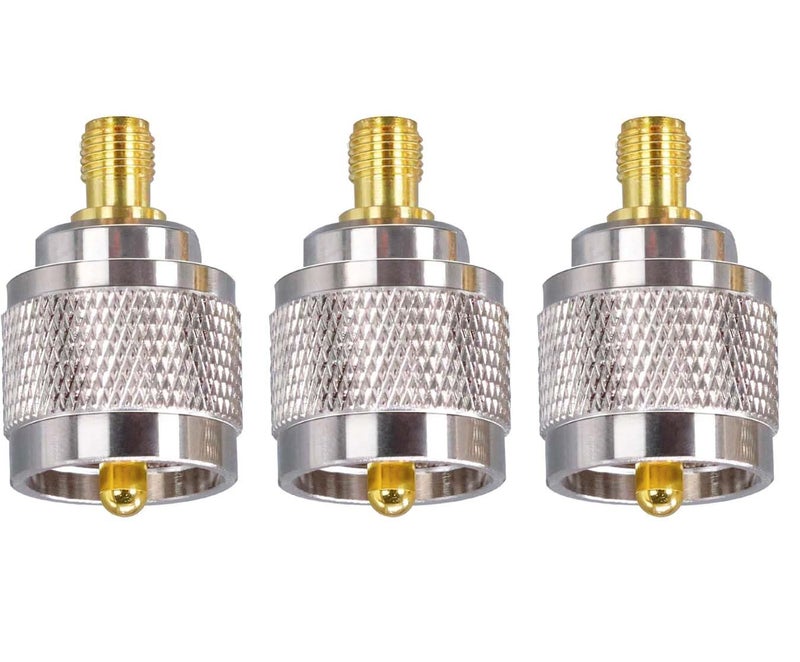 ABONIX UHF to SMA Coax Jack Connector PL-259 Adapter UHF Male to SMA Female Coaxial Connector Low Loss Coax Adapter for CB Radio Antenna Broadcast Radios WiFi (Pack of 3) - Image 1