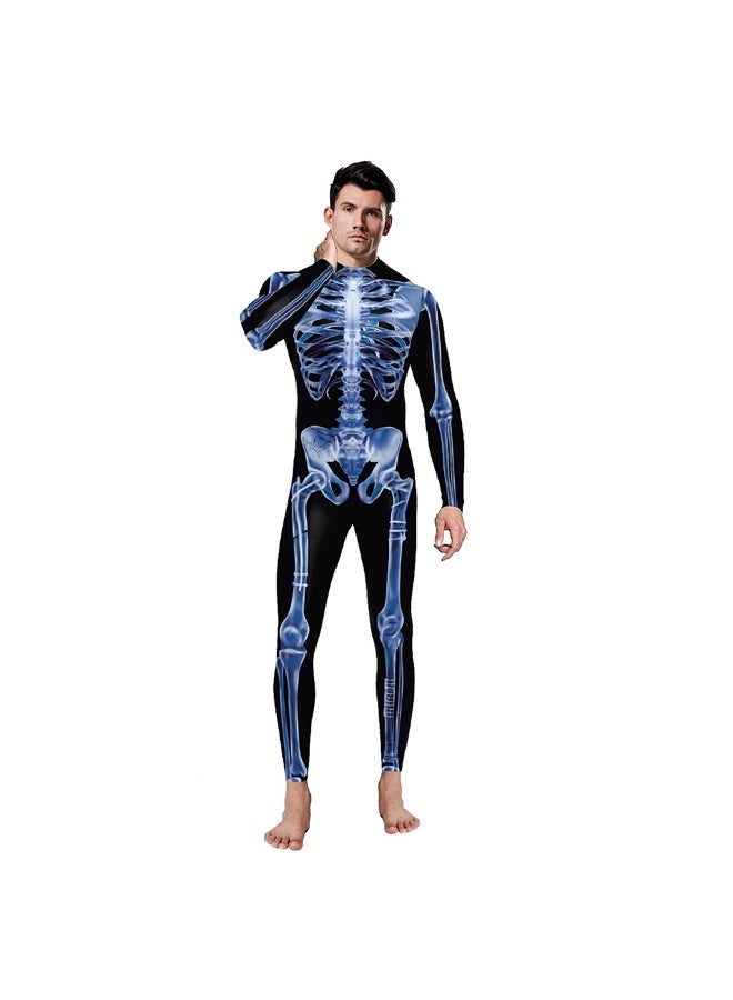 NIBEMINENT Halloween jumpsuit Women/men skeleton frame printed jumpsuit Adult party performance costumesweatshirt - Image 1