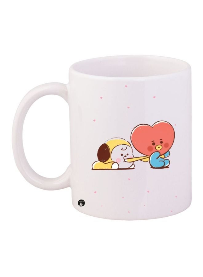 RYN Cartoon Printed Coffee Mug White/Orange/Yellow 11ounce