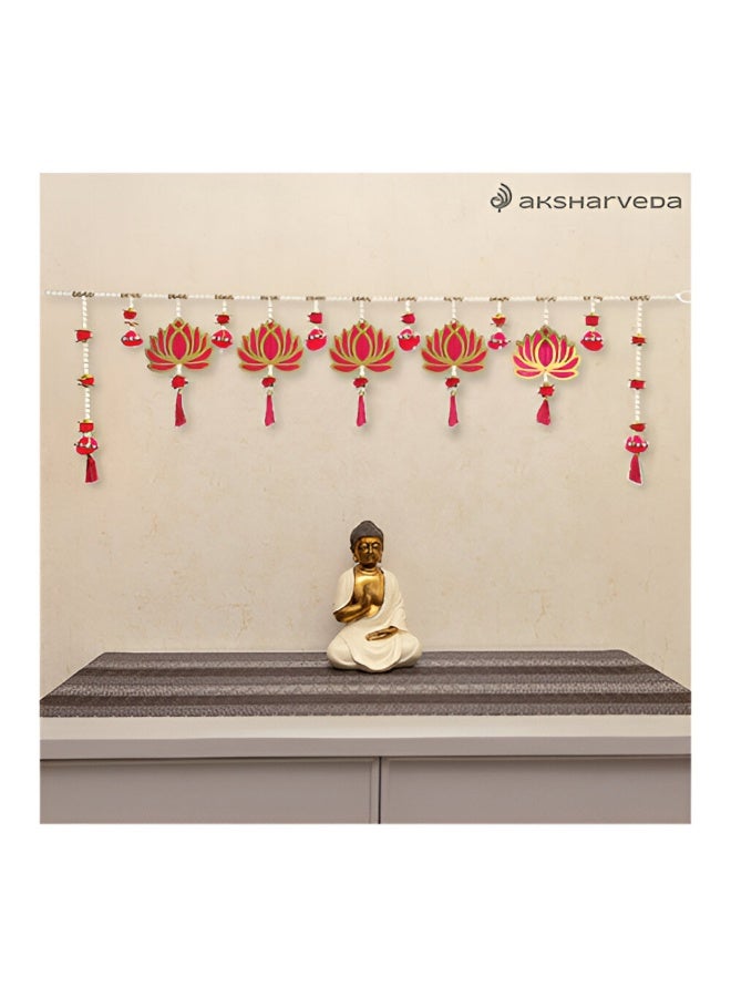 Elegant Pearl Belt with Lotus Hangings Designer Toran, Bandarwal / Bandhanwar for Home Decor, Office, Festivals, Events - 39 inches - Image 1