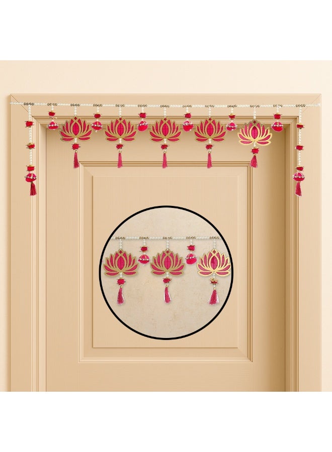 Elegant Pearl Belt with Lotus Hangings Designer Toran, Bandarwal / Bandhanwar for Home Decor, Office, Festivals, Events - 39 inches - Image 4