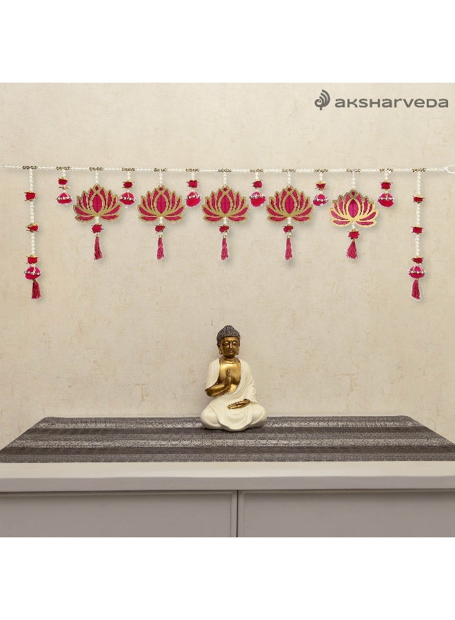 Elegant Pearl Belt with Lotus Hangings Designer Toran, Bandarwal / Bandhanwar for Home Decor, Office, Festivals, Events - 39 inches - Image 2