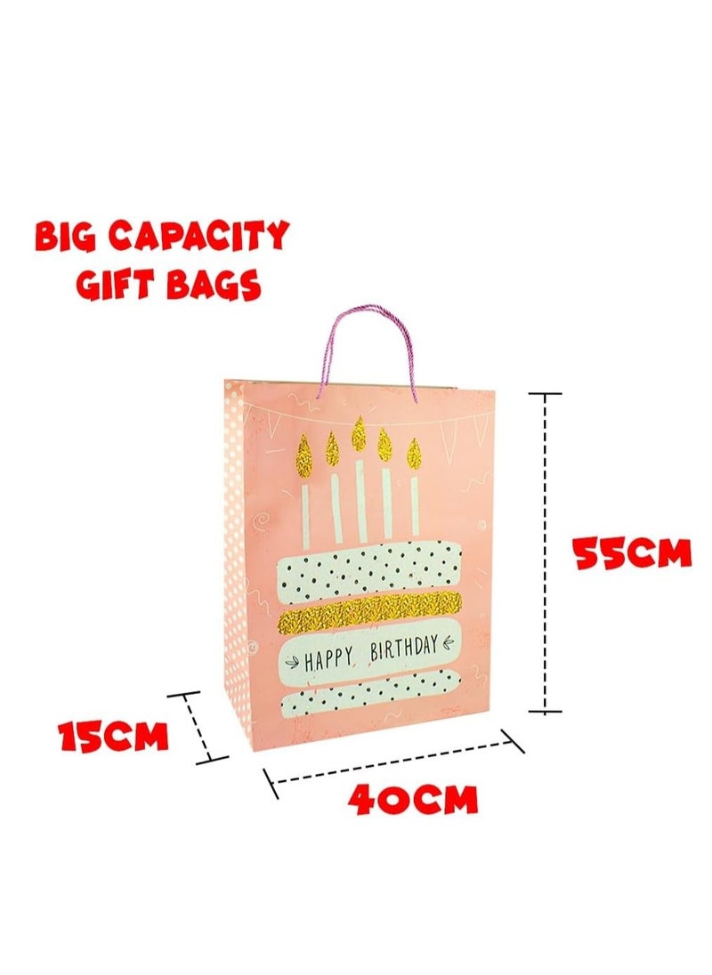 UKR UKR Birthday Gift Bags for Kids 4 Pcs Medium Size 40:55 cm Colorful Happy Birthday Party Favor Bags with Handles for Boys & Girls Goodie Bags for Kids Birthday Parties (Set A)  - Image 2