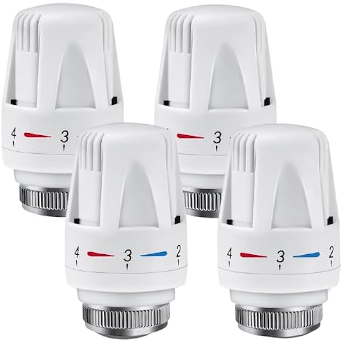 THERMOSTATIC HEAD, PACK OF 4 HEATING THERMOSTAT, RADIATOR THERMOSTATIC HEAD, HEATING CONTROLLER, RADIATOR VALVE FOR THREAD M30 X 1.5, THERMOSTAT HEATING, THERMOSTAT HEAD FOR OFFICE, HOME - Image 1