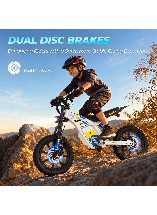Wind Horse Kids Electric Bike 250W Motor, 25KM/H Max Speed, 36V10Ah Battery, 30 KM Range, Artificial Engine Sound, Bluetooth Speaker, Dual Suspensions, Digital Display, 3 Speed Mods, 16 Inches Tires, Dual Disc Brake (3-10 Age) - Image 3