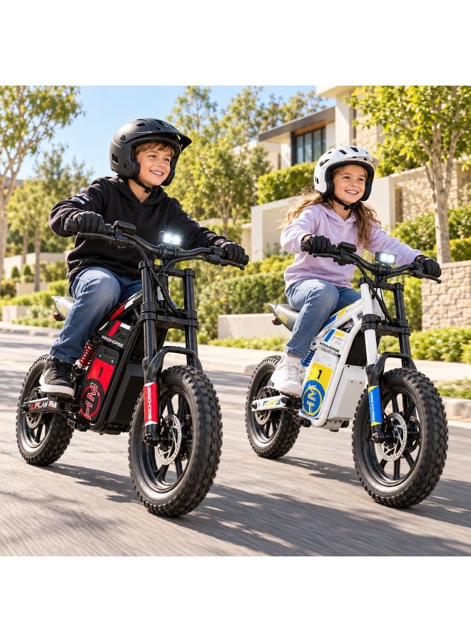 Wind Horse Kids Electric Bike 250W Motor, 25KM/H Max Speed, 36V10Ah Battery, 30 KM Range, Artificial Engine Sound, Bluetooth Speaker, Dual Suspensions, Digital Display, 3 Speed Mods, 16 Inches Tires, Dual Disc Brake (3-10 Age) - Image 2