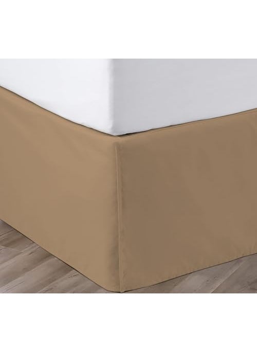 SGI bedding SGI bedding 12 Inch Drop Bed Skirt Queen Size with Platform to Stay in Place Elegant Pleated Design with Split Corners Wrinkle Resistant Fabric for Modern and Stylish Look  Camel Brown 