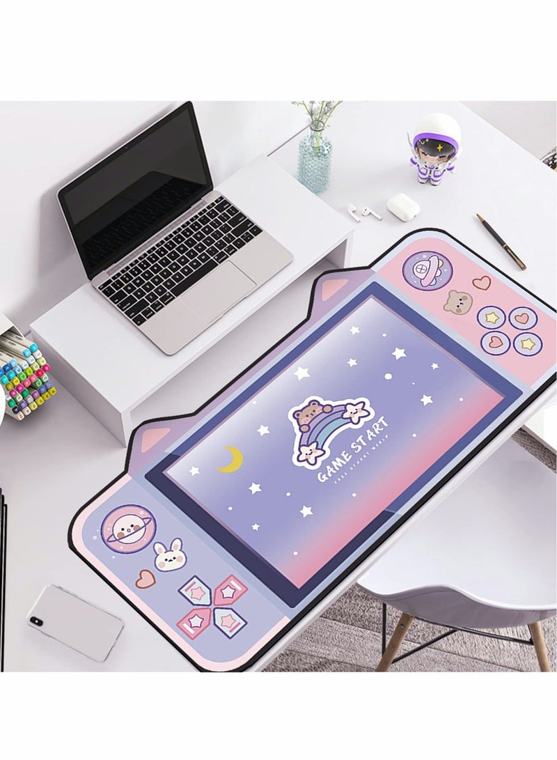 Captaintech Kawaii Anime Mouse Mat, Cute Cartoon Cat Ear Extended Gaming Mouse Pad 31.5x15.7 inch,  Large Non-Slip Rubber Base Mousepad Computer Laptop Desk Pad Waterproof for Work Game Office Home - Image 1
