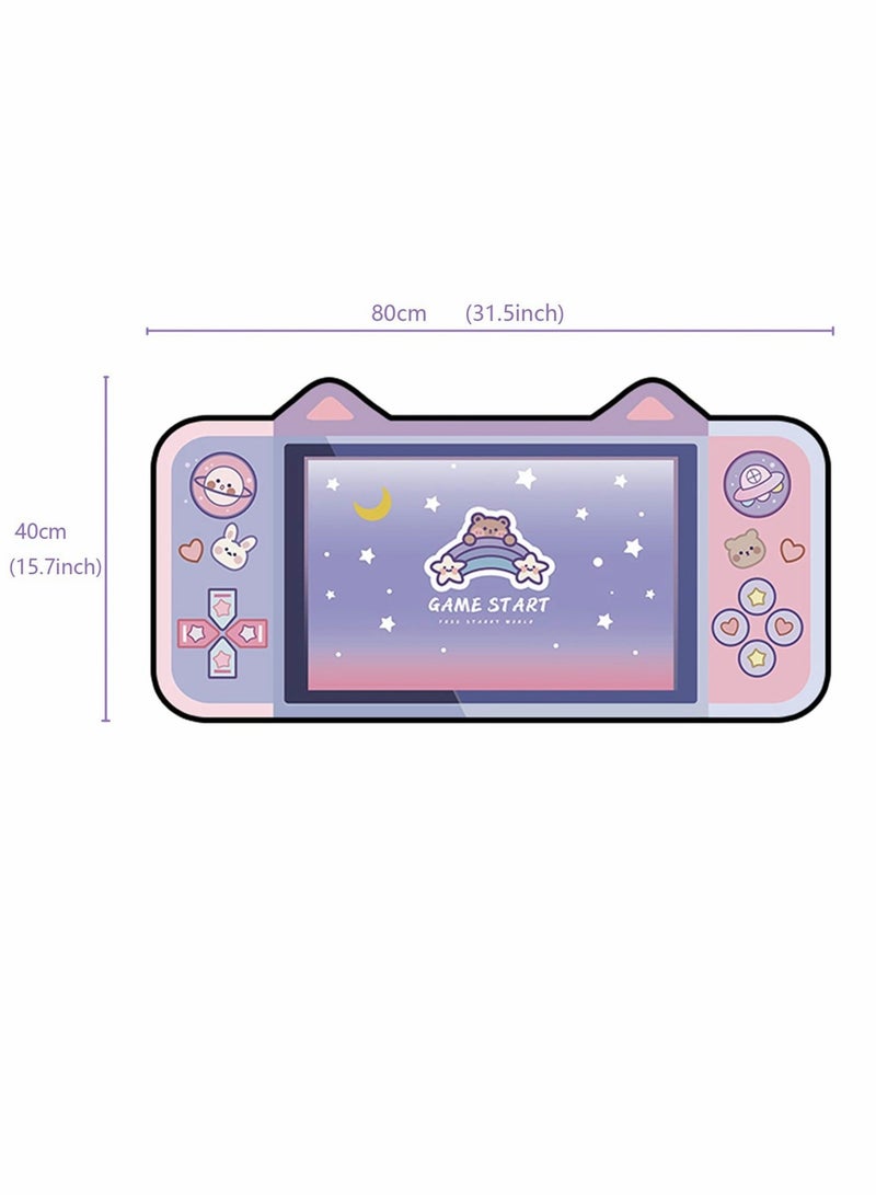 Captaintech Kawaii Anime Mouse Mat, Cute Cartoon Cat Ear Extended Gaming Mouse Pad 31.5x15.7 inch,  Large Non-Slip Rubber Base Mousepad Computer Laptop Desk Pad Waterproof for Work Game Office Home - Image 4