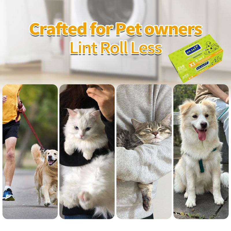 DR. EASY Dr.Easy LINT & HAIR REMOVER Pet HUGESHEETS with 3X ODOR REMOVE Dryer Sheets, Fruits Fresh, 200 Count,PLANT&MINERAL-BASED FORMULA - Image 4