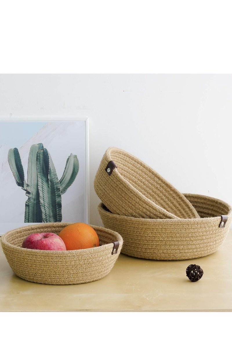 3 Piece Set of Small Basket Cotton Rope Basket Woven Storage Basket for Kids Home Decoration,  Basket Organizer Tabletop Basket Container - Image 2