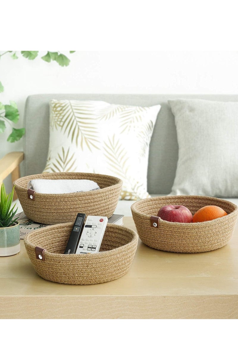 3 Piece Set of Small Basket Cotton Rope Basket Woven Storage Basket for Kids Home Decoration,  Basket Organizer Tabletop Basket Container - Image 3