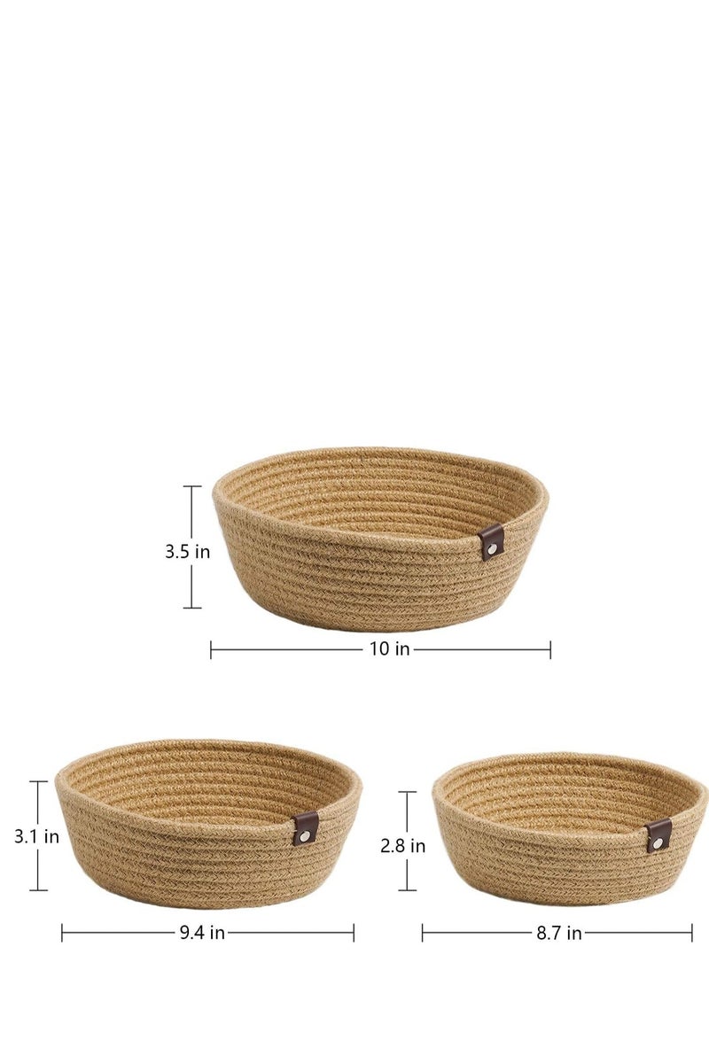 3 Piece Set of Small Basket Cotton Rope Basket Woven Storage Basket for Kids Home Decoration,  Basket Organizer Tabletop Basket Container - Image 4