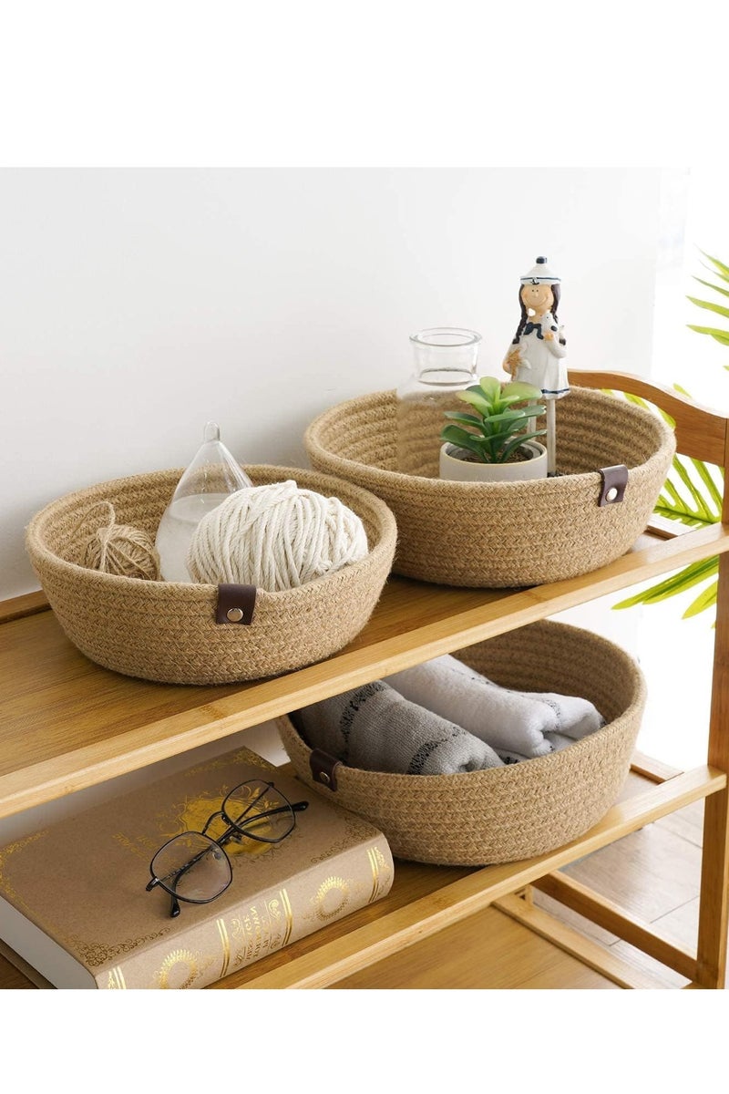 3 Piece Set of Small Basket Cotton Rope Basket Woven Storage Basket for Kids Home Decoration,  Basket Organizer Tabletop Basket Container - Image 5