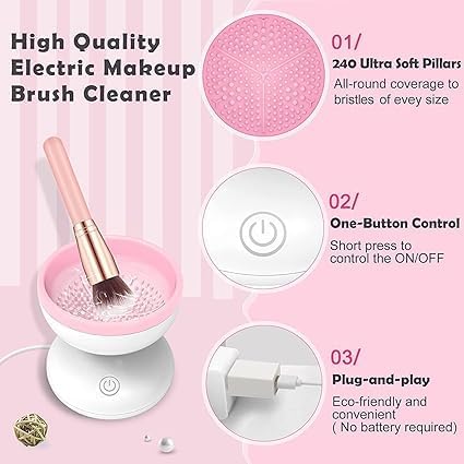 HOMENITY  Electric Makeup Brush Cleaner Machine for All Size Foundation Concealer Eyeshadow Brush Portable USB Rechargable Cosmetic  Painting Brush Cleaner Gift for Girls  Womens - Image 3