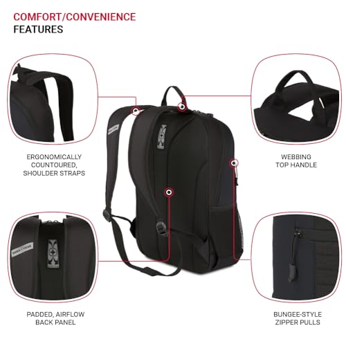SwissGear Intro Laptop Backpack, Black, 17.5”x12”x6” - Image 3