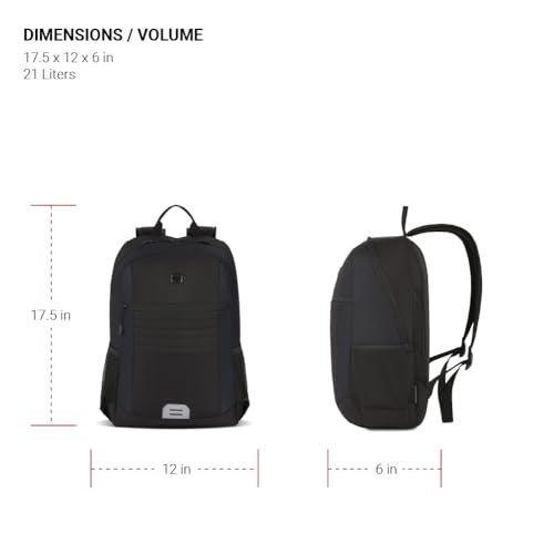 SwissGear Intro Laptop Backpack, Black, 17.5”x12”x6” - Image 4