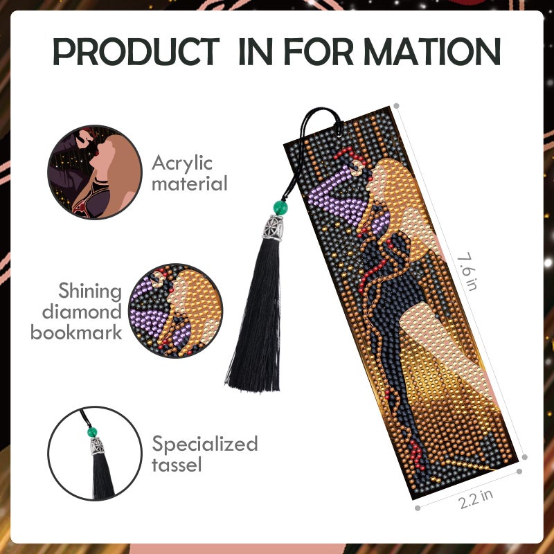 INCOK Singer Diamond Art Bookmarks - 6 Pcs DIY Pop Star Diamond Painting Bookmarks Kits Aesthetic Art Craft Festival Holiday Birthday Gift for Book Lovers Adult Beginners Fans Music Lover - Image 3