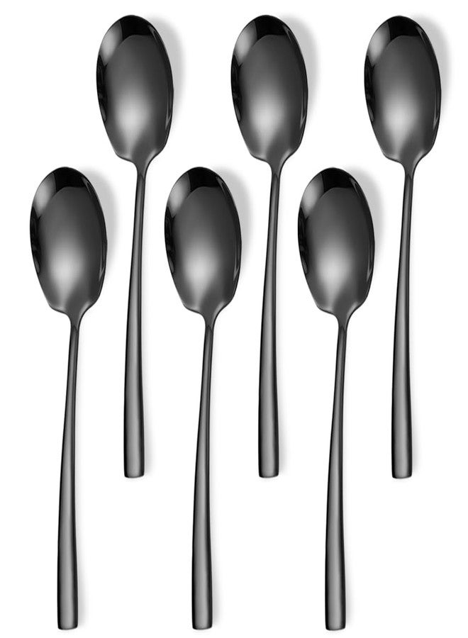 Kannei tec Large Stainless Steel Serving Spoons Set 9.14 Inch Big Serving Utensils for Buffet Parties Catering Dishwasher Safe(6-pieces, Black) - Image 1