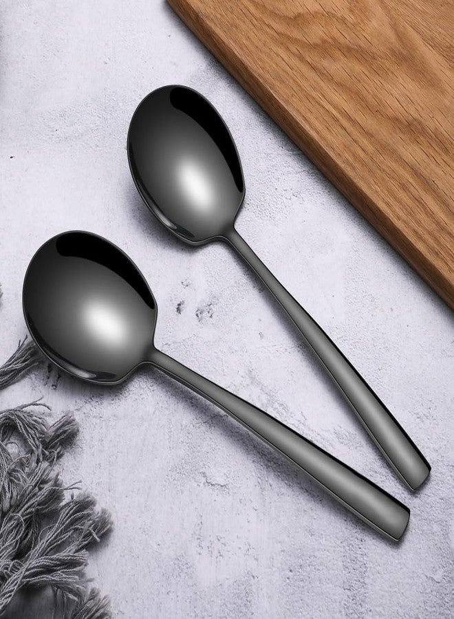 Kannei tec Large Stainless Steel Serving Spoons Set 9.14 Inch Big Serving Utensils for Buffet Parties Catering Dishwasher Safe(6-pieces, Black) - Image 2