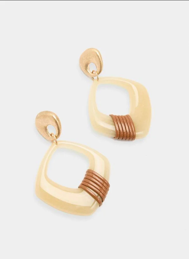 بارفوا أقراط طويلة مع راتنج متعدد الألوان