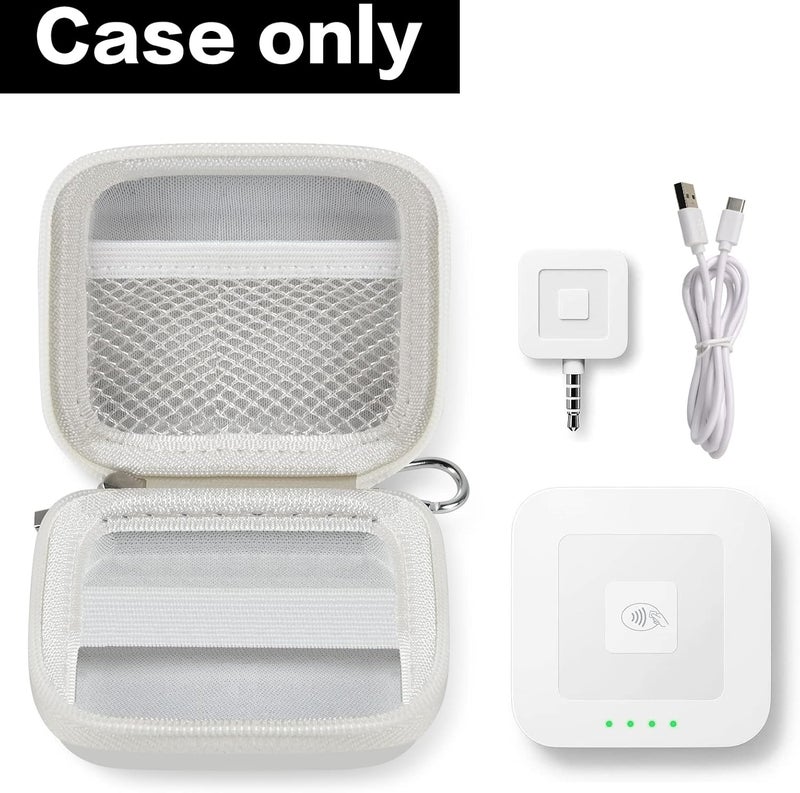 Comecase Chip Card Reader Scanner Case, Hard Carrying Bag Holder Fits Square A-SKU-0485 Contactless Reader with USB Charge Cable for EMV Chip Cards/Apple Pay/Android Pay (Off White) - Image 2