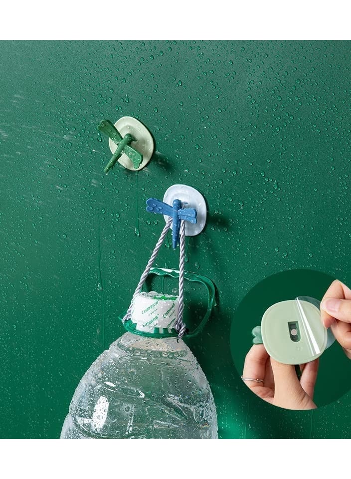 SYOSI Adhesive Wall Hooks 22lb(Max) Removable Multifunction Dragonfly Hooks, Plastic Double Sided Heavy Duty Self Wall Hooks for Hanging Painted Walls, 4 Pack, Mix Color - Image 4