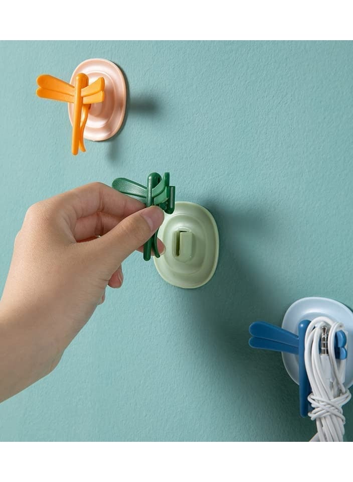 SYOSI Adhesive Wall Hooks 22lb(Max) Removable Multifunction Dragonfly Hooks, Plastic Double Sided Heavy Duty Self Wall Hooks for Hanging Painted Walls, 4 Pack, Mix Color - Image 3