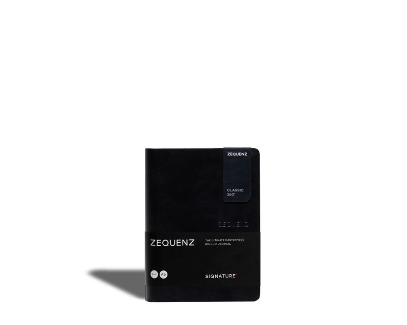 Zequenz Classic 360 Signature Series, Size: A5 Large, Color: Black, Paper: Ruled, Soft Cover Notebook, Soft Bound Journal, 5.75" x 8.25", 140 sheets / 280 pages, Ruled, Lined paper - Image 1